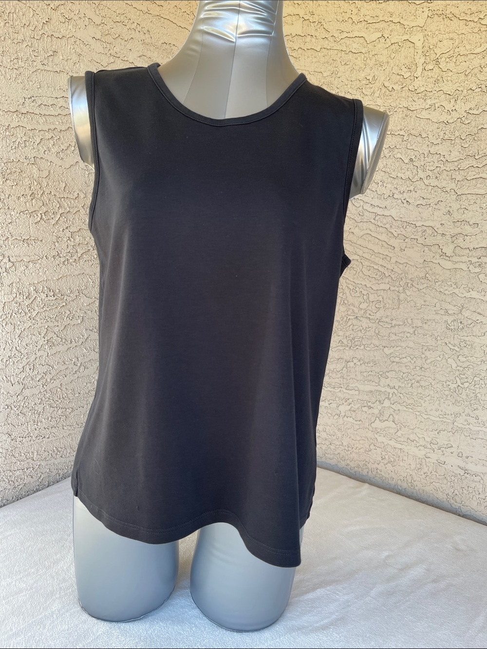 L.L.Bean Black 100% Cotton Sleeveless Tank Top Petite Large